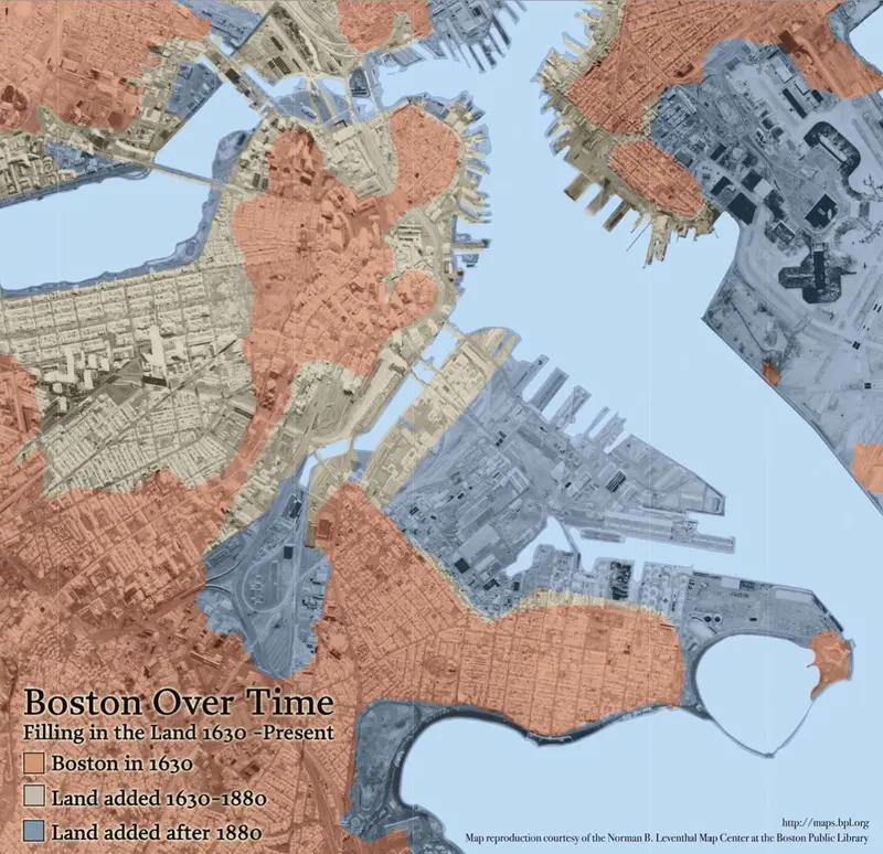 Map: Growth of Boston’s Shorelines Over 400 Years
