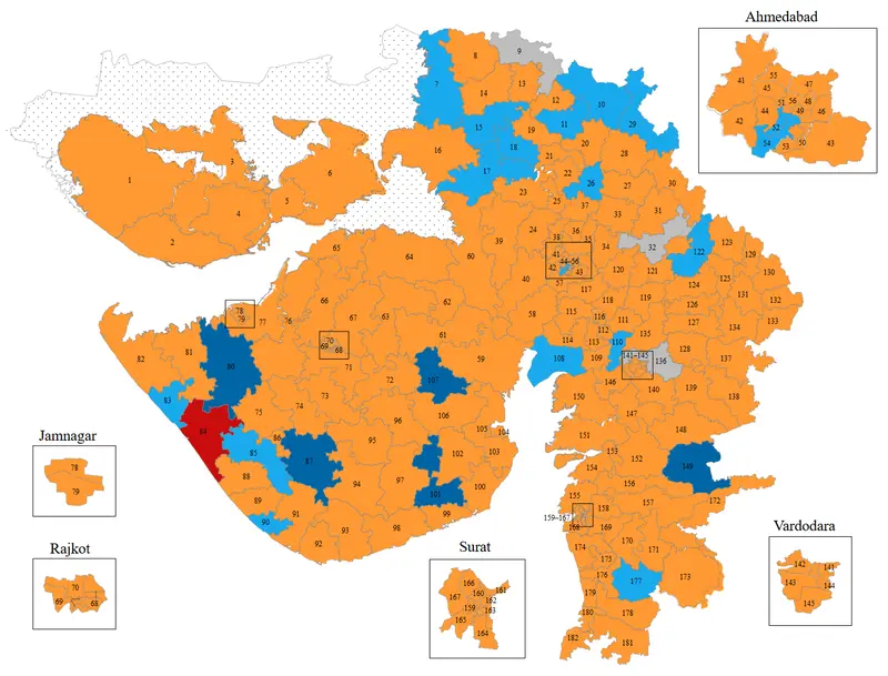 Map: Gujarat Assembly Election 2022 Map