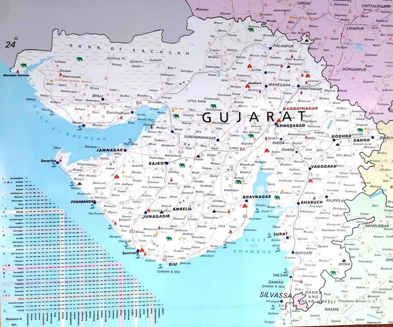 Map: Gujarat Road Network Map India
