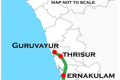 Map: Guruvayur Trivandrum Intercity Express Route Map
