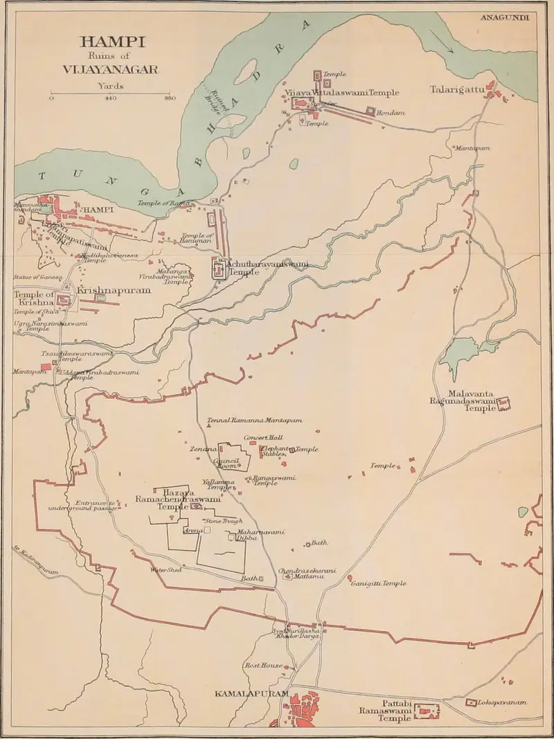 Map: Hampi Ruins of Vijaynagar India Map 1911