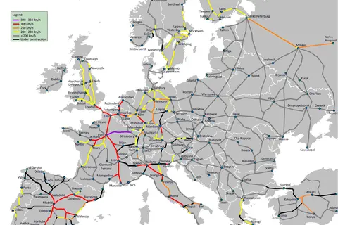 Map: High Speed Railroad Map Europe 2011