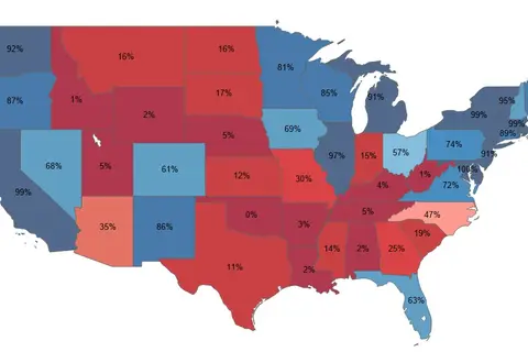 Map: Hillary Clinton’s Probability of Winning Each State According to 538