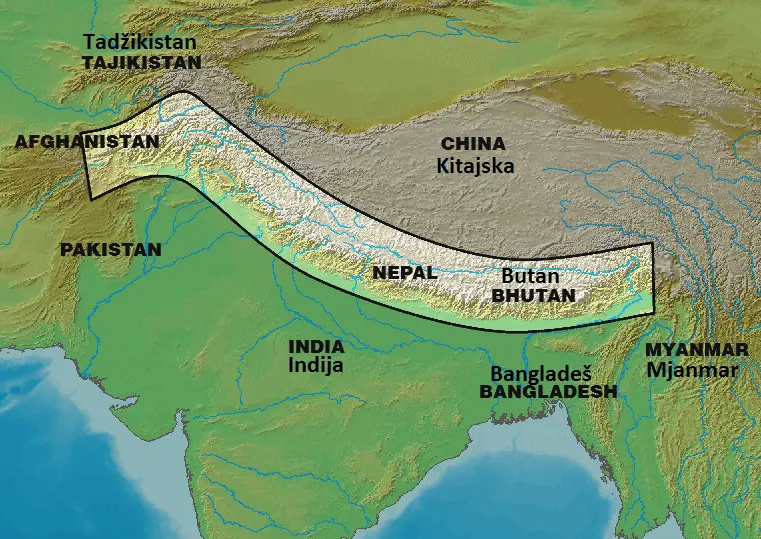 Map: Himalayas Map Slovenian