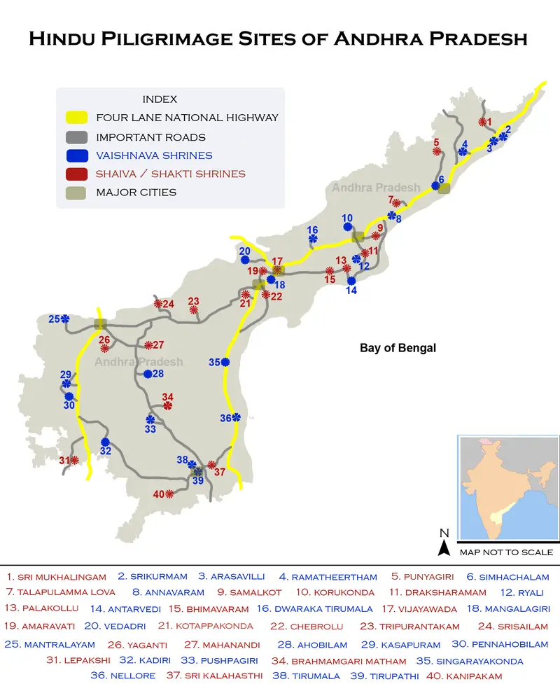 Map: Hindu Pilgrimage Sites Map of Andhra Pradesh