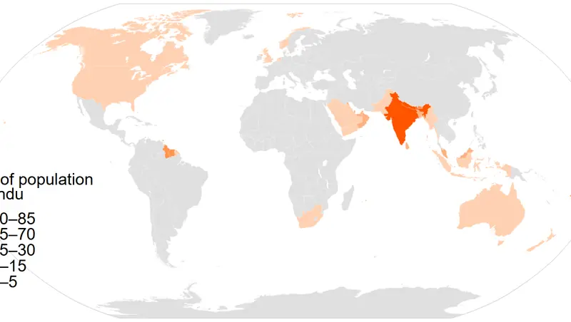 Map: Hinduism as a Share of Population: World Map