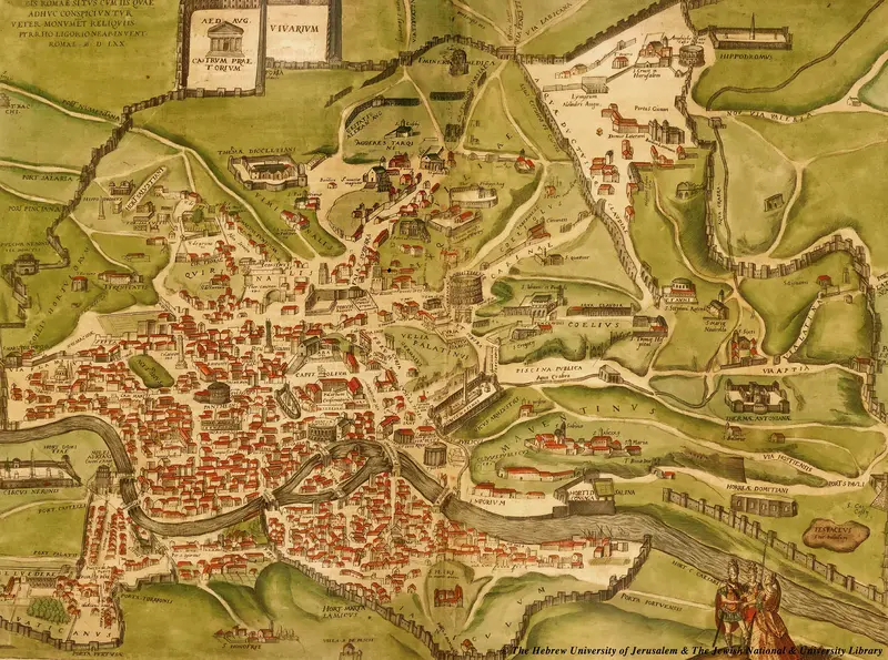 Map: Historical Map of Ancient Rome of the 1St Century Ce Published in Italy in 1570