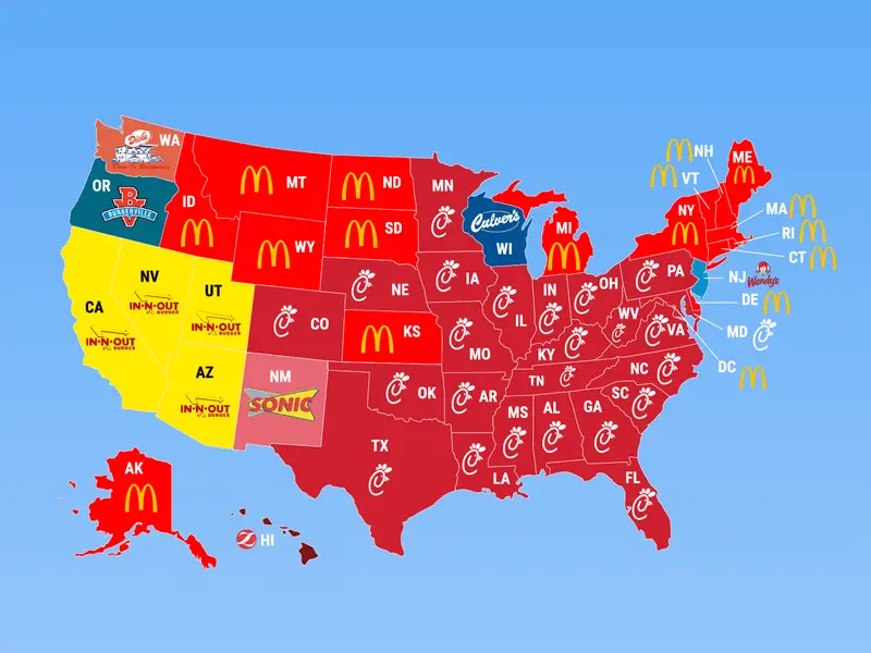 Map: Home States of Popular Restaurants