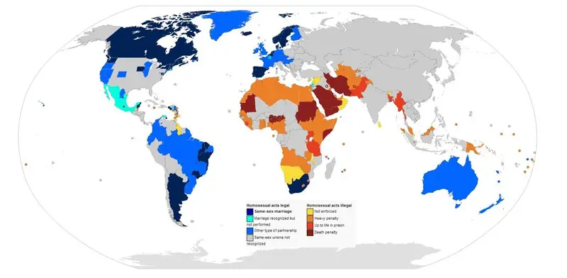 Map: Homosexuality and Same Sex Marriage Status across the World
