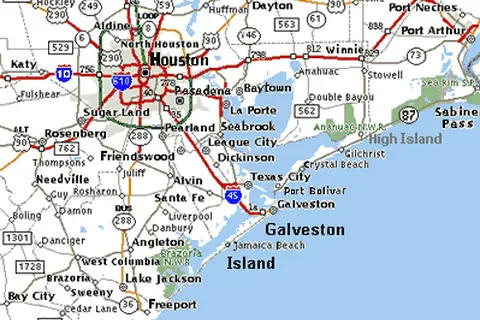 Map: Houston Galveston Area Towns Roadmap