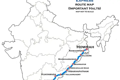Map: Howrah Yesvantpur Express Route Map
