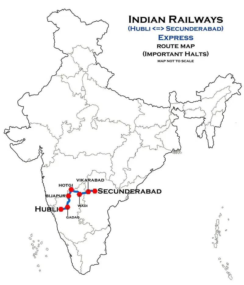 Map: Hubli Secunderabad Express Route Map