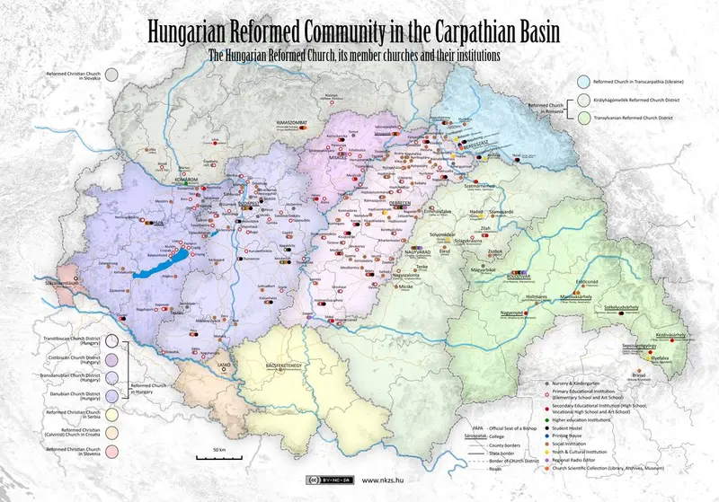 Map: Hungarian Reformed Community in the Carpathian Basin