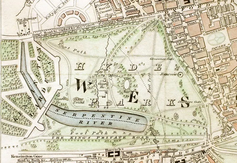 Map: Hyde Park London from 1833 Schmollinger Map