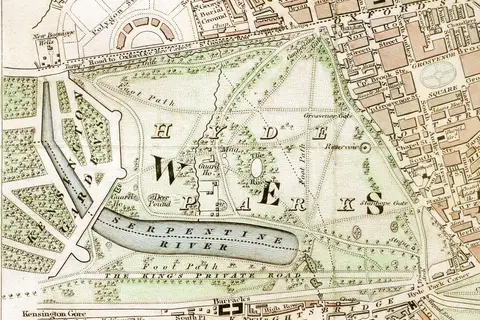 Map: Hyde Park London from 1833 Schmollinger Map