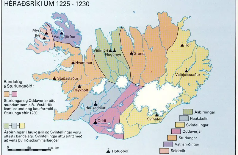 Map: Iceland during the beginning of the Sturlung Era.