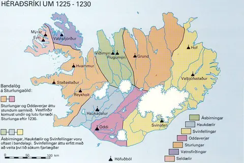 Map: Iceland during the beginning of the Sturlung Era.