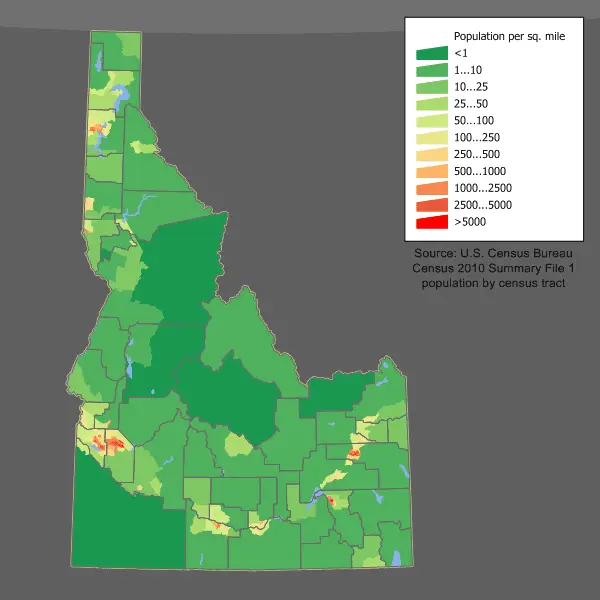 Map: Idaho Population Map