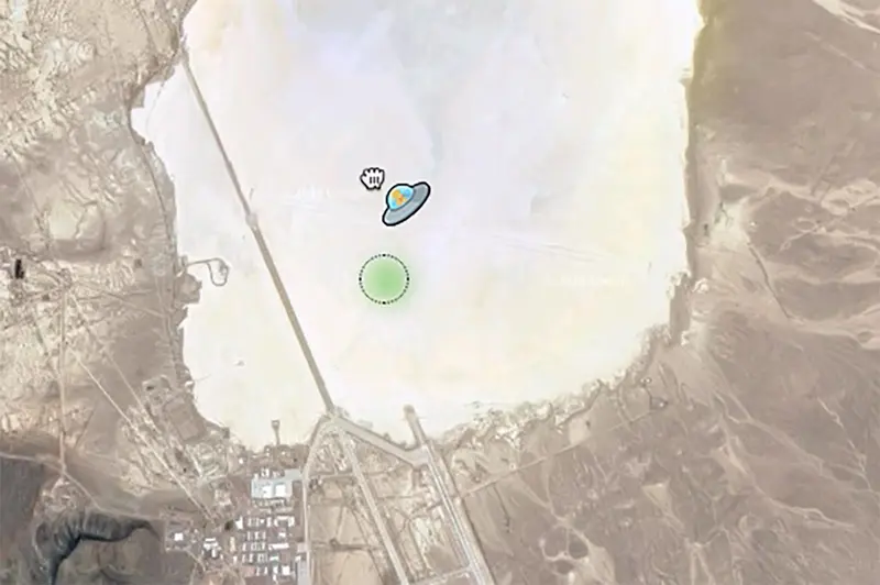 Map: If you try to Street View into Area 51 on Google Maps, the little person icon becomes a UFO