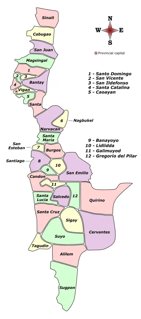 Map: Ilocos Sur Labelled Map
