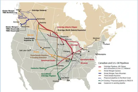 Map: In light of the recent pipeline burst in Arkansas. Here is the map of oil pipelines in the US (the green line broke in AR)
