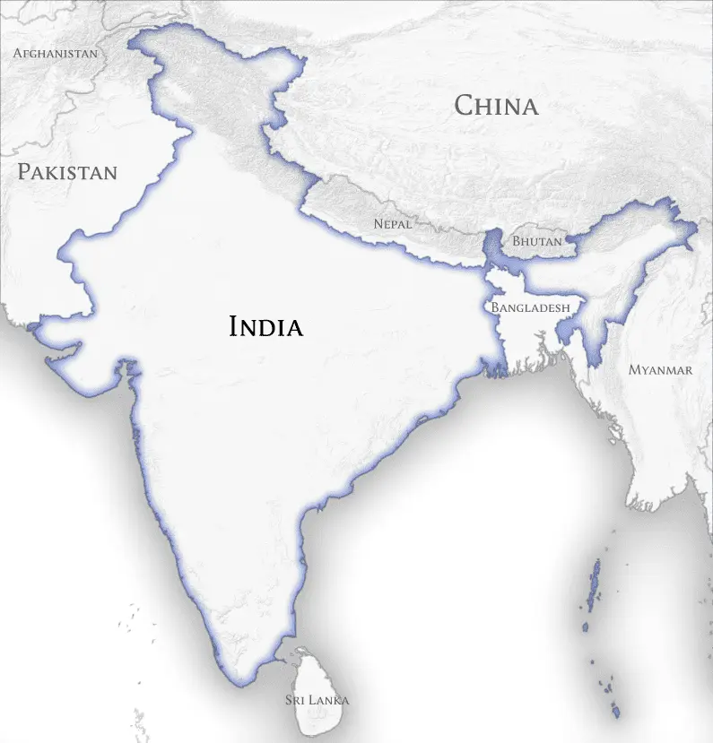 Map: India and Neighbouring Countries Map Official Borders