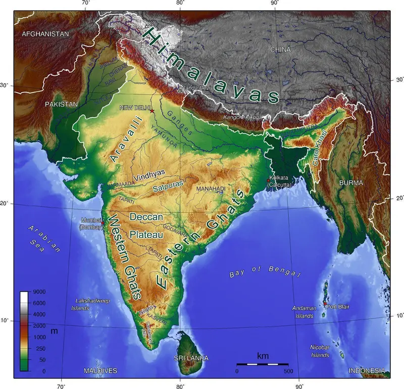 Map: India Geographic Map