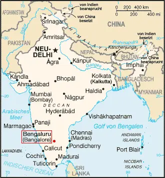 Map: India Map with Bangalore