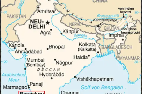 Map: India Map with Bangalore
