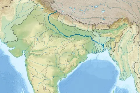 Map: India Relief Location Map Ganges Highlighted