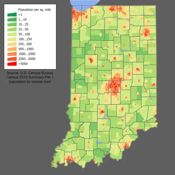 Map: Indiana Population Map