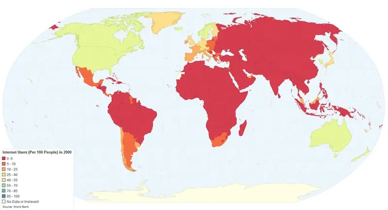 Map: Internet Users (Per 100 People) by Country