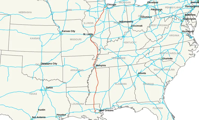 Map: Interstate 55 Map