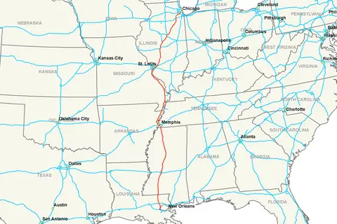 Map: Interstate 55 Map