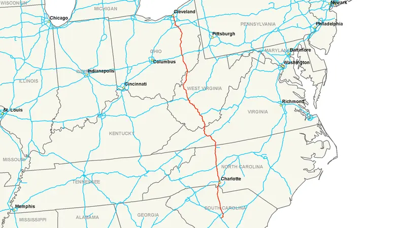 Map: Interstate 77 Map