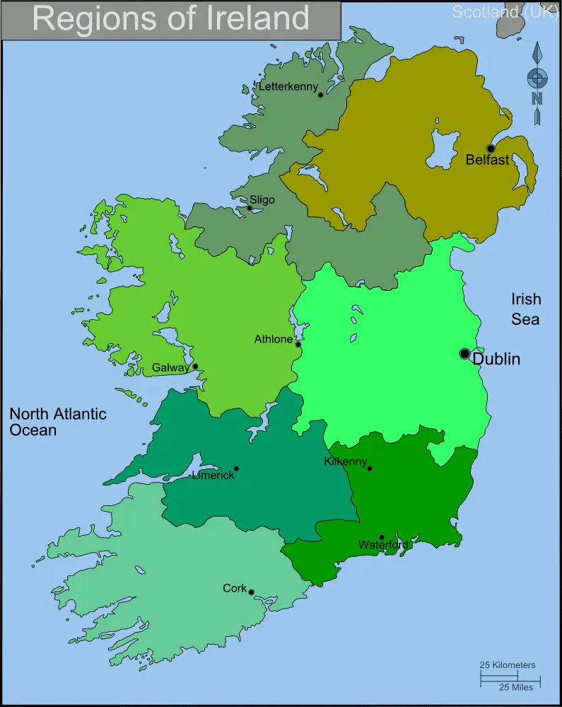 Map: Ireland Regions Map