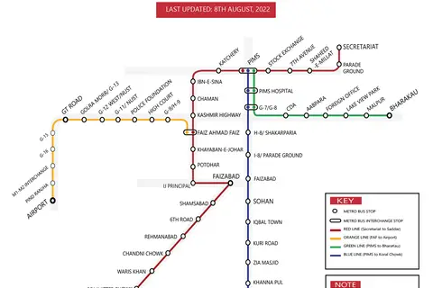 Map: Islamabad Rawalpindi Metro Bus Map 2022