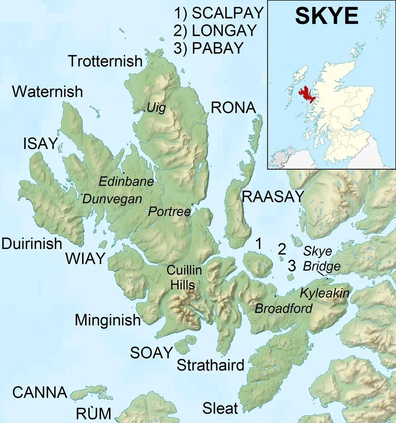 Map: Isle of Skye Uk Relief Location Map Labels