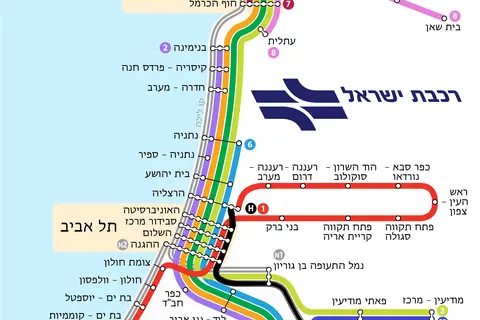 Map: Israel Railways Map He