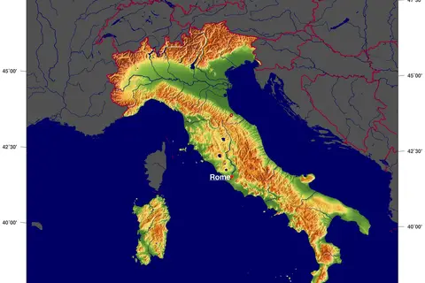 Map: Italy Topography Map