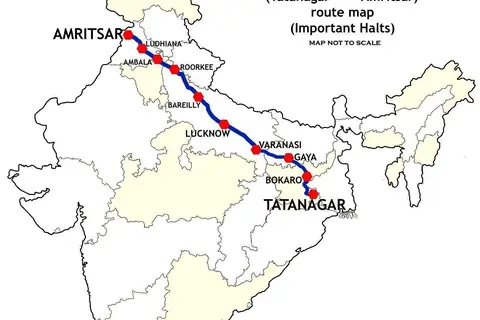 Map: Jallianwalabagh Express Tatanagaramritsar Route Map