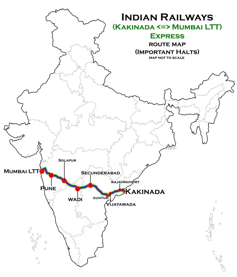 Map: Kakinada Mumbai Ltt Express Route Map