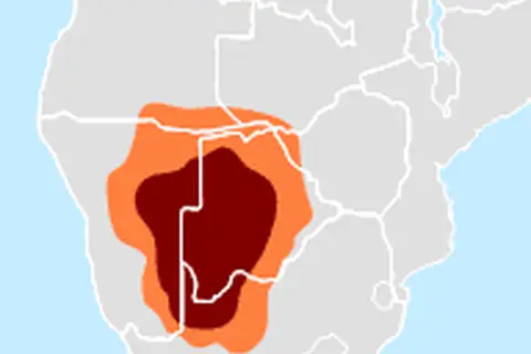 Map: Kalahari Desert and Kalahari Basin Map Little