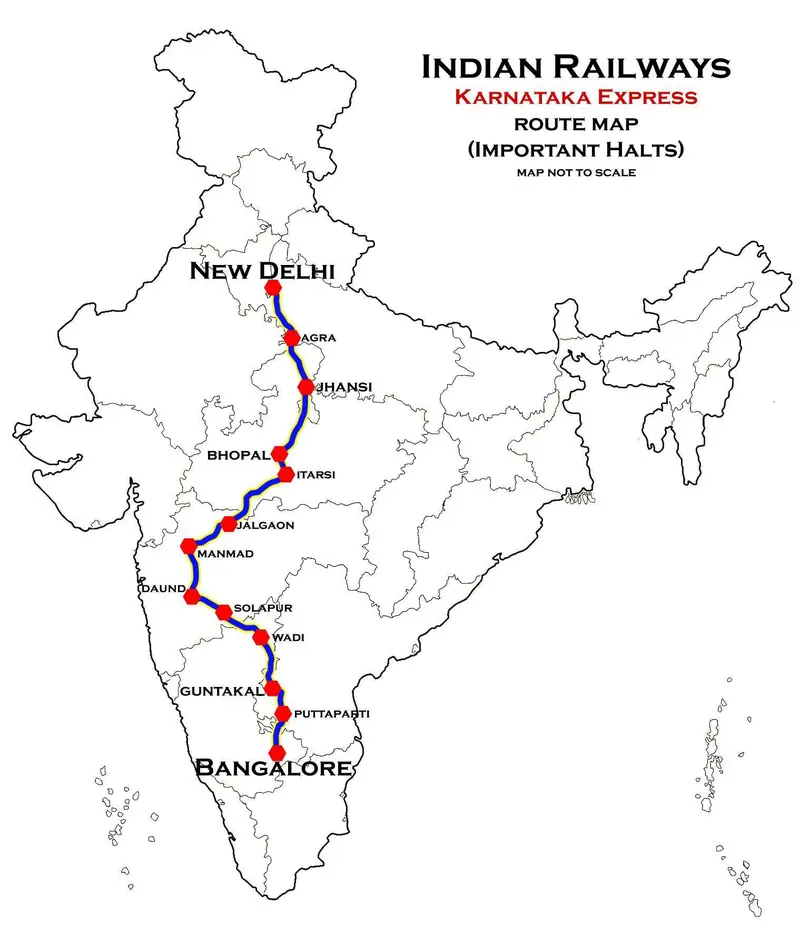 Map: Karnataka Express Sbc Ndls Route Map