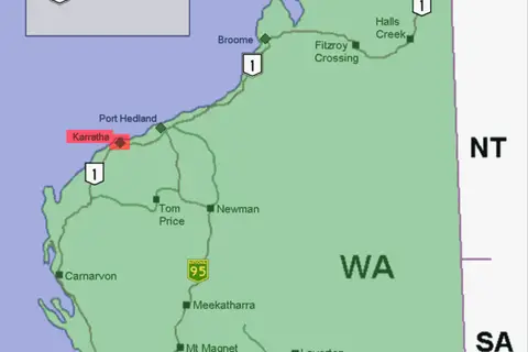 Map: Karratha Location Map in Western Australia