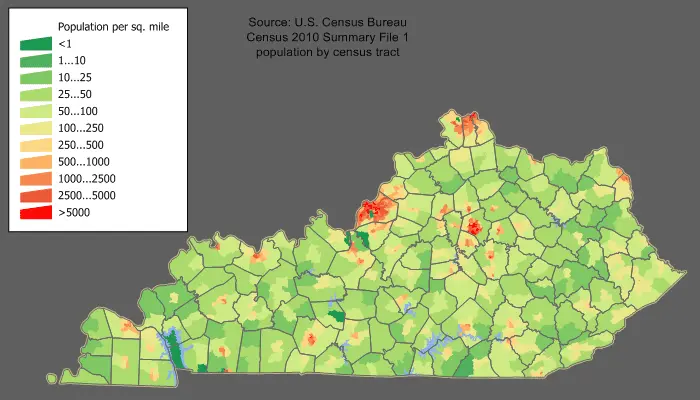 Map: Kentucky Population Map