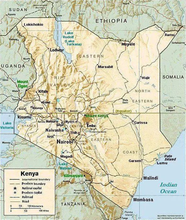 Map: Kenyareliefmaptowns