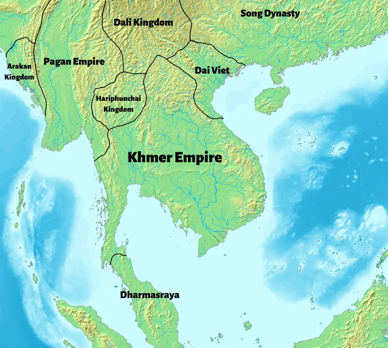 Map: Khmer Empire 1203 Map Cropped