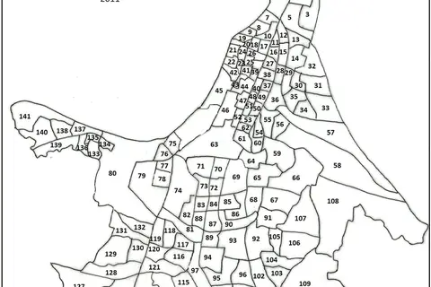 Map: Kolkata Municipal Corporation Ward Level Map as of 2011 Census