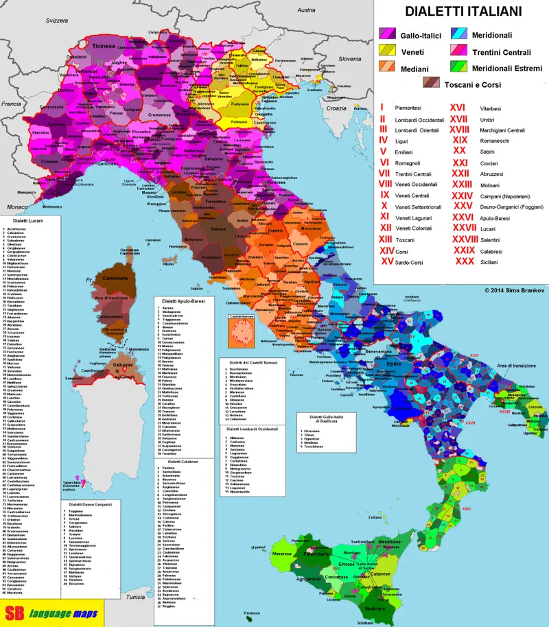 Map: Languages and dialects of Italy